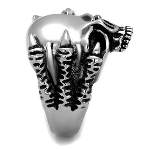 CJ2323 Wholesale Men's Stainless Steel Epoxy Jet Skull Claws Ring