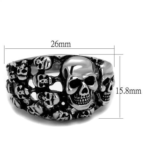 CJ2332 Wholesale Men's Stainless Steel Epoxy Jet Multi Skull Ring