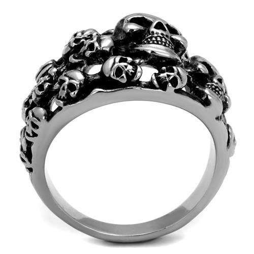CJ2332 Wholesale Men's Stainless Steel Epoxy Jet Multi Skull Ring