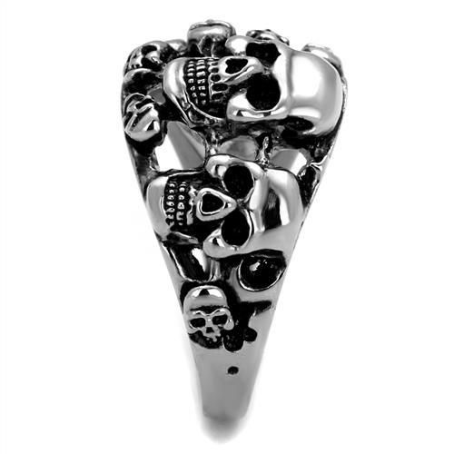 CJ2332 Wholesale Men's Stainless Steel Epoxy Jet Multi Skull Ring