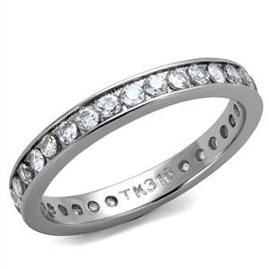 CJE2343 Wholesale Women&#39;s Stainless Steel Clear AAA Grade CZ Minimal Eternity Ring