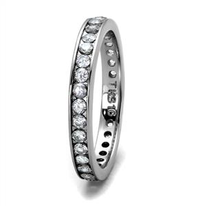 CJE2343 Wholesale Women&#39;s Stainless Steel Clear AAA Grade CZ Minimal Eternity Ring