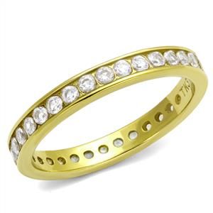 CJE2343G Wholesale Women&#39;s Stainless Steel IP Gold Clear AAA Grade CZ Minimal Eternity Ring