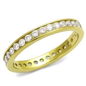 CJE2343G Wholesale Unisex Stainless Steel IP Gold Clear AAA Grade CZ Minimal Eternity Ring