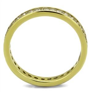 CJE2343G Wholesale Unisex Stainless Steel IP Gold Clear AAA Grade CZ Minimal Eternity Ring