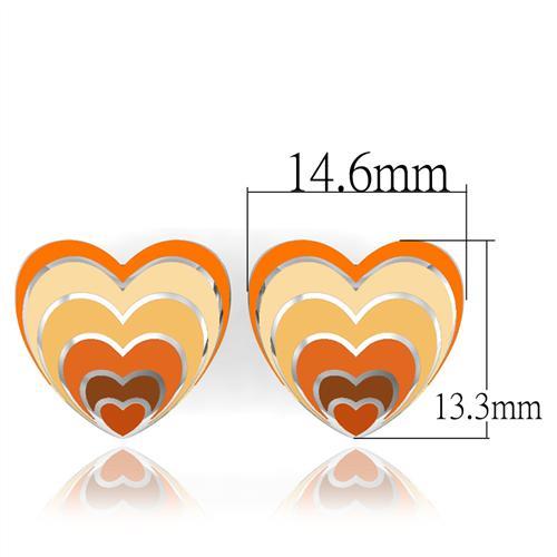 CJ188TK Wholesale Stainless Steel Blooming Heart Enamel Stud Earrings