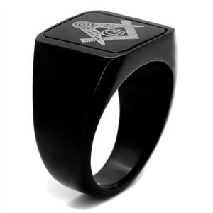 CJE2371 Wholesale Men's Stainless Steel IP Black Masonic Ring