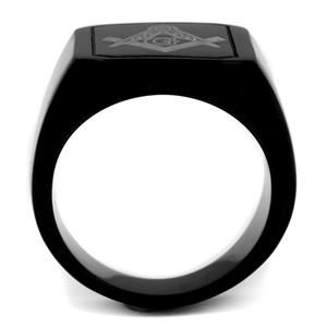 CJE2371 Wholesale Men's Stainless Steel IP Black Masonic Ring
