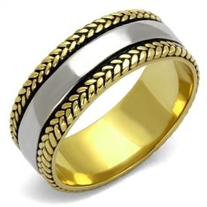 CJE2375 Wholesale Men's Two-Tone IP Gold Wedding Band