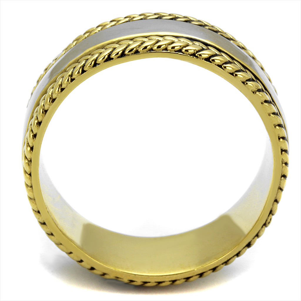 CJE2375 Wholesale Men's Two-Tone IP Gold Wedding Band