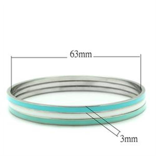 CJ242 Wholesale Women's Stainless Steel High polished Aqua & White Bangles