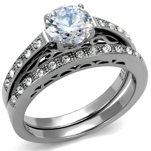 CJE2477 Wholesale Women's Stainless Steel AAA Grade CZ Clear Ring Set