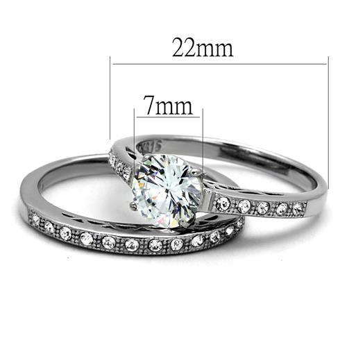 CJE2477 Wholesale Women's Stainless Steel AAA Grade CZ Clear Ring Set