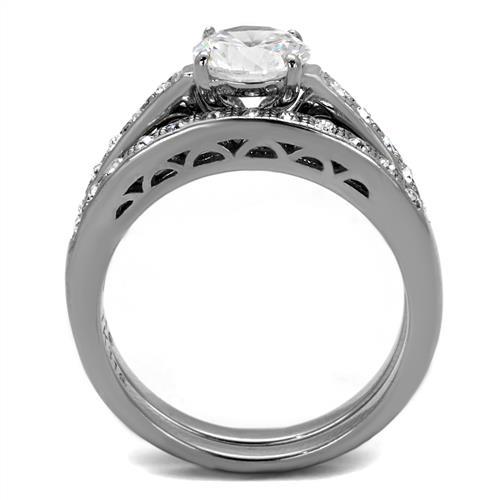 CJE2477 Wholesale Women's Stainless Steel AAA Grade CZ Clear Ring Set