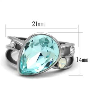 CJE2502 Wholesale Pear Shape Sea Blue Crystal Cocktail Ring