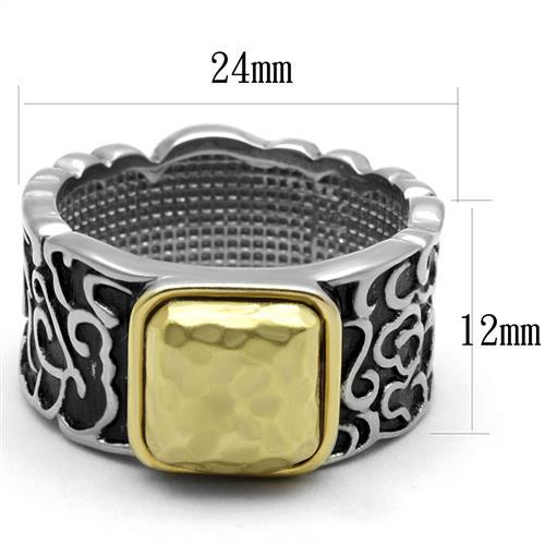 CJ2509 Wholesale Men's Stainless Steel Two-Tone IP Gold Nugget Epoxy Jet Ring