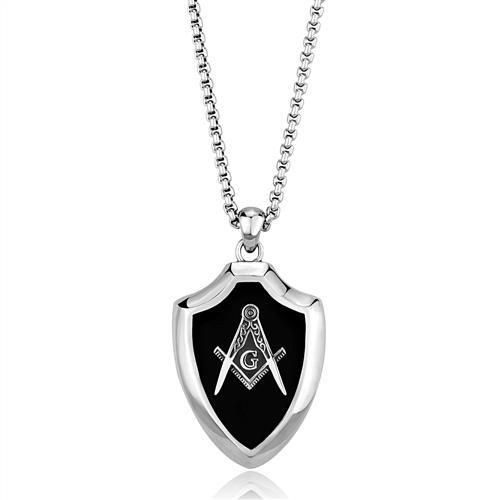 CJE2522 Wholesale Men's Stainless Steel Epoxy Jet Masonic Chain Pendant