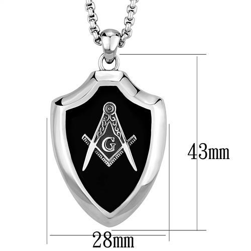 CJE2522 Wholesale Men's Stainless Steel Epoxy Jet Masonic Chain Pendant