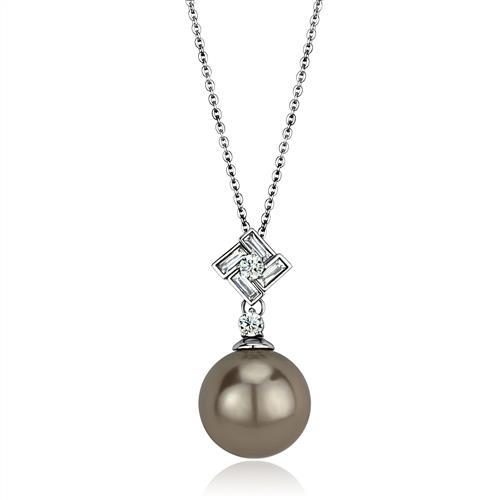 CJ2526 Wholesale Women's Stainless Steel High polished Synthetic Gray Chain Pendant