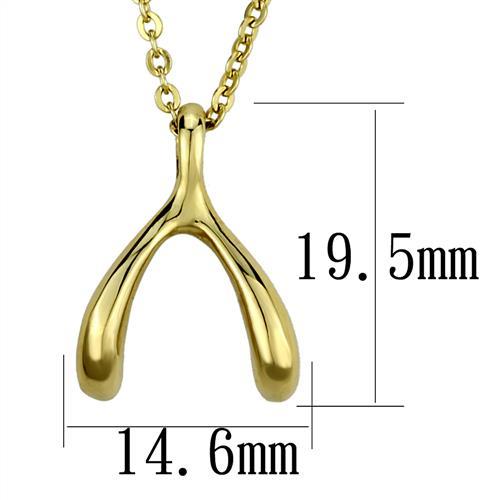 CJ2528 Wholesale Women's Stainless Steel IP Gold Chain Wish Bone Pendant