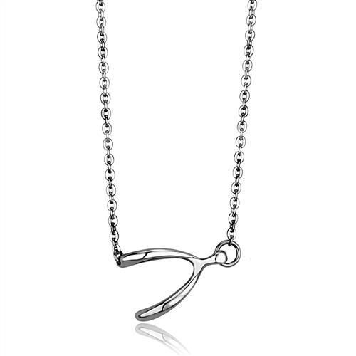 CJ2529 Wholesale Women's Stainless Steel High Polished Chain Wish Bone Pendant