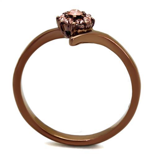 CJE2612 Wholesale Women's Stainless Steel Minimal IP Coffee Pink Rhinestone Ring