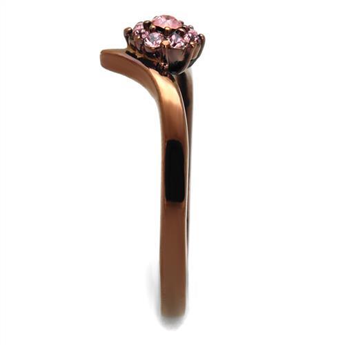 CJE2612 Wholesale Women's Stainless Steel Minimal IP Coffee Pink Rhinestone Ring