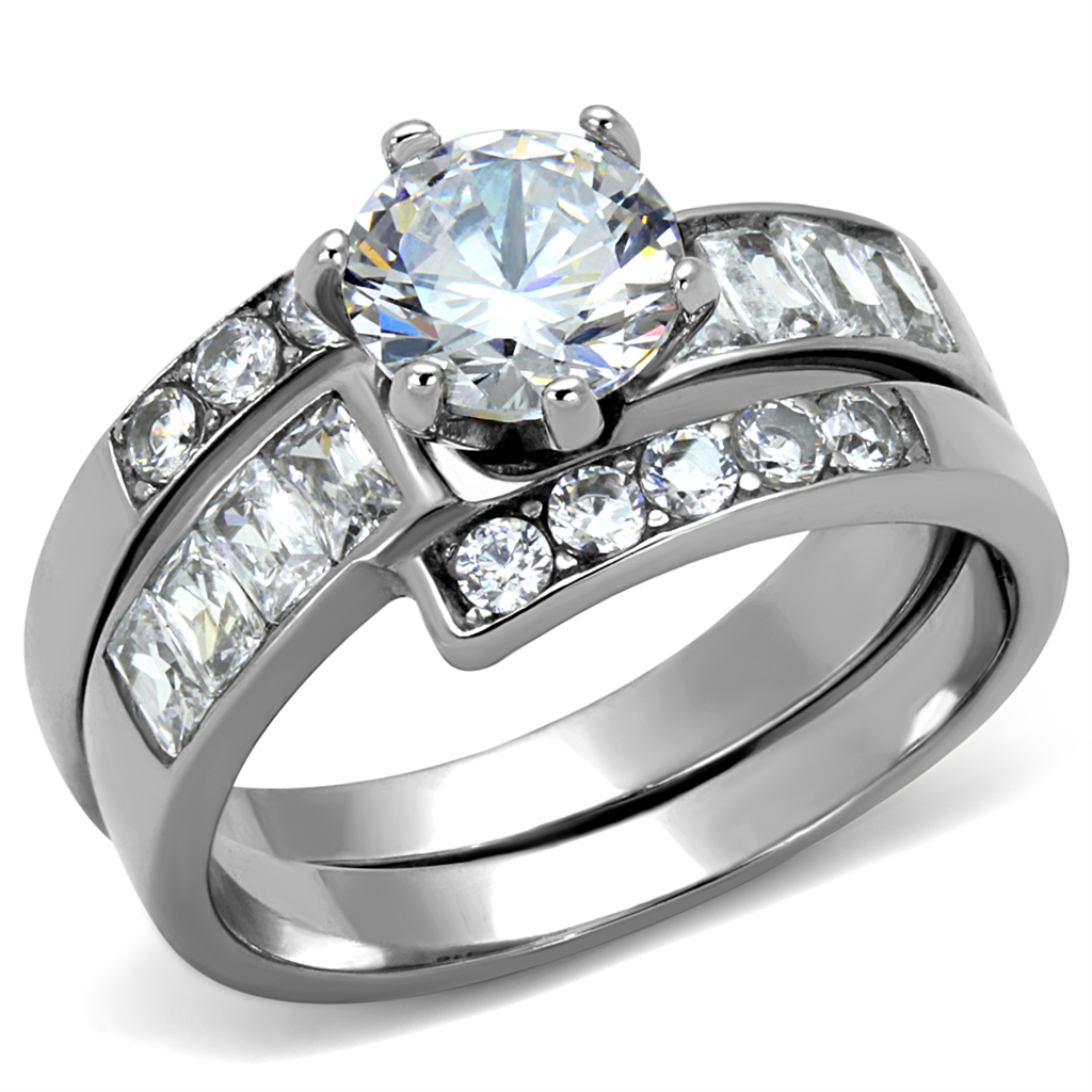 CJE2616 Wholesale Women's Stainless Steel 2.30 ct. CZ Spiral Band Wedding Ring