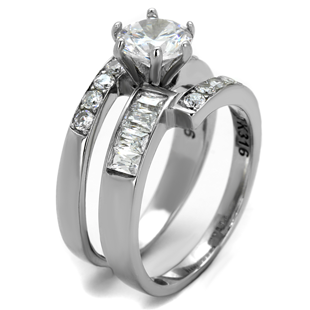 CJE2616 Wholesale Women's Stainless Steel 2.30 ct. CZ Spiral Band Wedding Ring