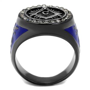 CJE2637 Wholesale Men's Stainless Steel Black Diamond Masonic Ring