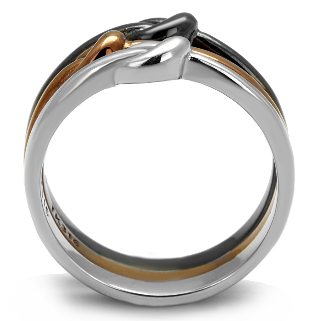 CJE2648 Wholesale Three Tone IP Knot Stainless Steel Stackable Ring