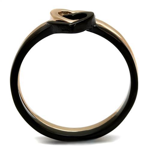 CJE2650 Wholesale Women's Stainless Steel IP Rose Gold+ IP Black Stackable Linked Hearts Ring