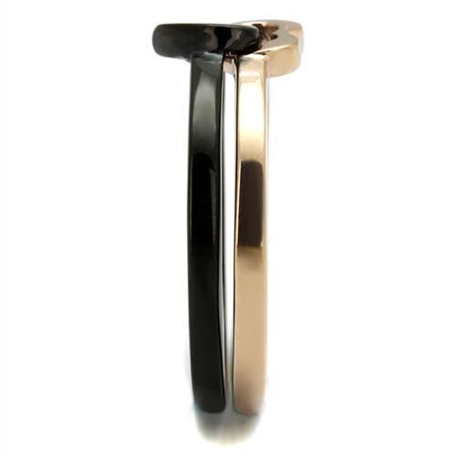 CJE2650 Wholesale Women's Stainless Steel IP Rose Gold+ IP Black Stackable Linked Hearts Ring