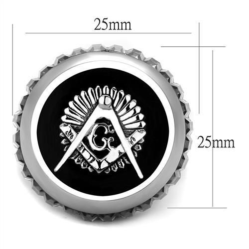 CJE2666 Wholesale Men's Stainless Steel High polished Top Grade Crystal Jet Masonic Ring