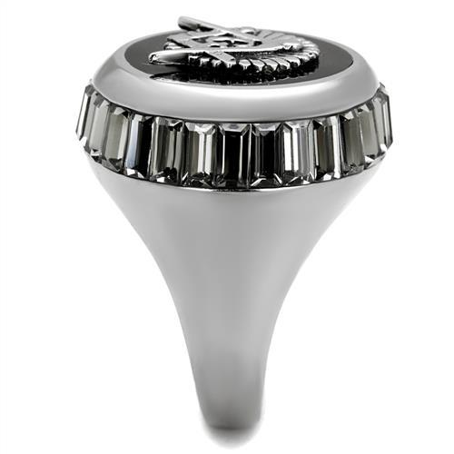 CJE2666 Wholesale Men's Stainless Steel High polished Top Grade Crystal Jet Masonic Ring