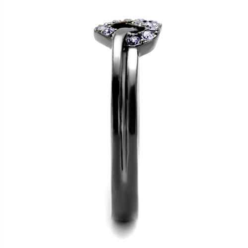 CJE2685 Wholesale Women's Stainless Steel IP Light Black Top Grade Crystal Light Amethyst Heart Ring