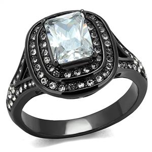 CJE2731 Wholesale Women's Stainless Steel IP Light Black Clear AAA Grade CZ Fashion Ring