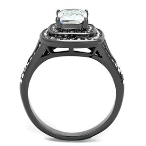 CJE2731 Wholesale Women's Stainless Steel IP Light Black Clear AAA Grade CZ Fashion Ring