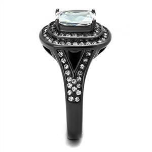 CJE2731 Wholesale Women's Stainless Steel IP Light Black Clear AAA Grade CZ Fashion Ring