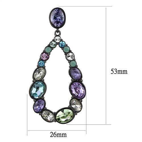 CJE2785 Multi Color CZ Stainless Steel IP Light Black AAA Grade CZ Earrings