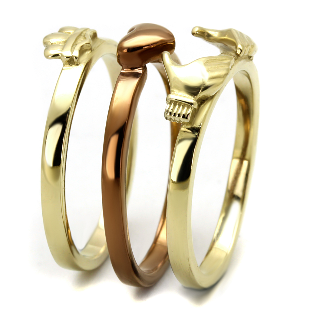 CJE2801 Wholesale Stainless Steel Claddagh 3 Pc Ring Set