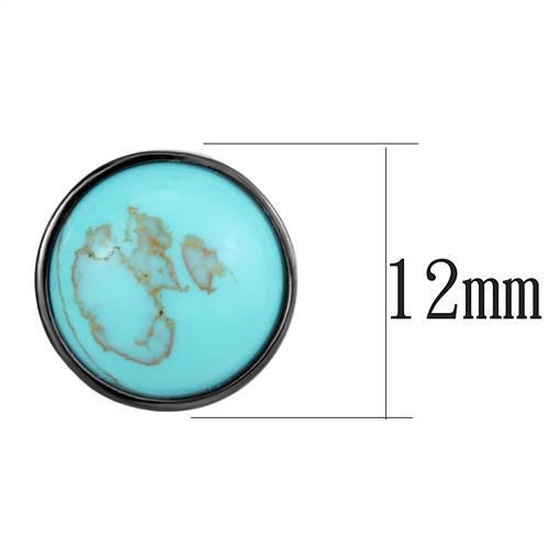 CJE2819 Wholesale Women's Stainless Steel IP Light Black Synthetic Sea Blue Turquoise Earrings
