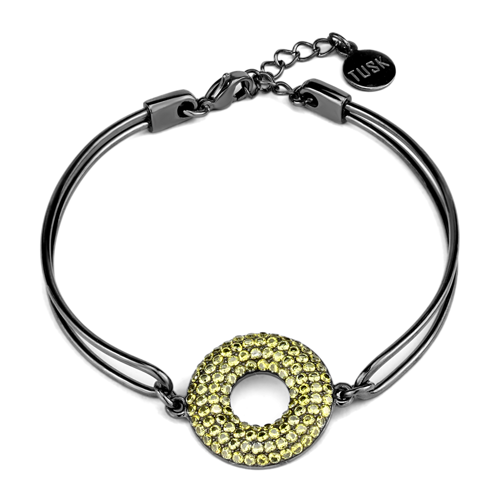 CJ2824 Wholesale Women's Stainless Steel IP Light Black AAA Grade CZ Topaz Bangle