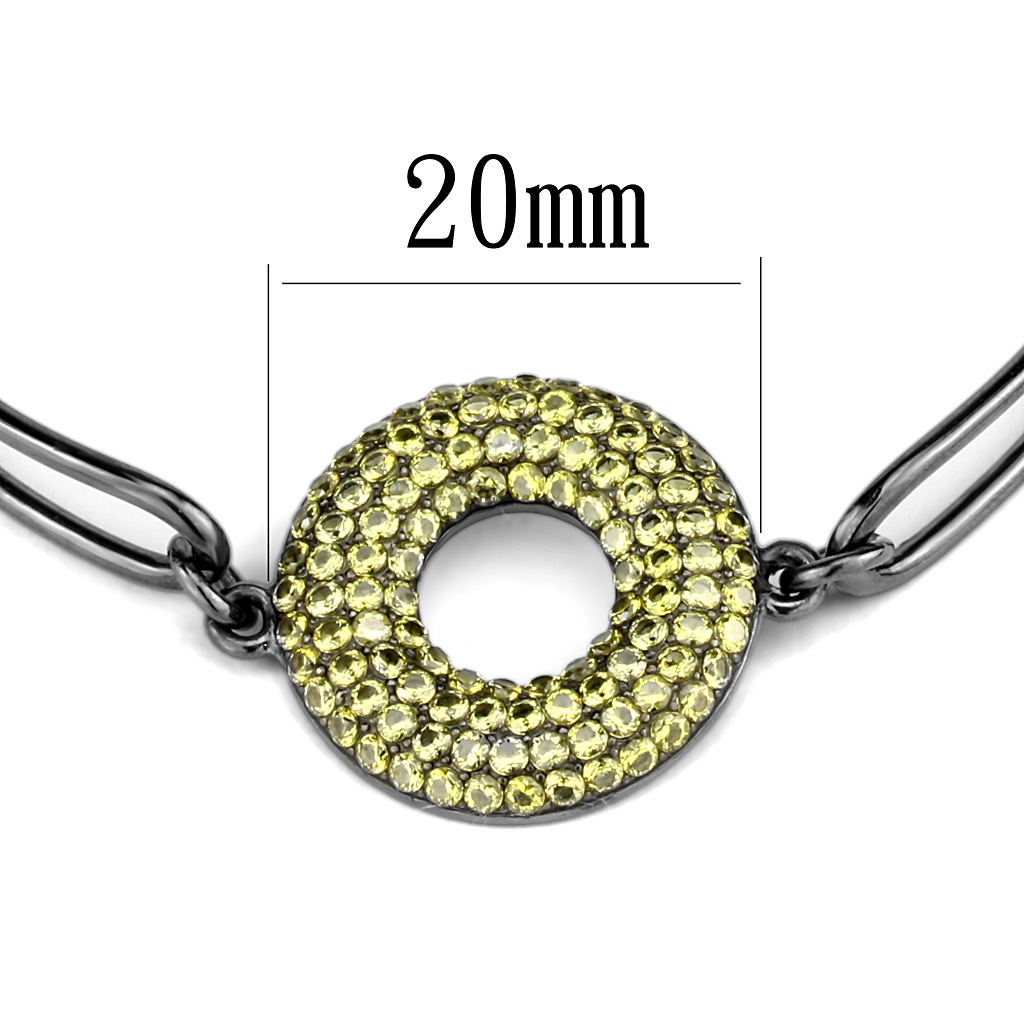 CJ2824 Wholesale Women's Stainless Steel IP Light Black AAA Grade CZ Topaz Bangle