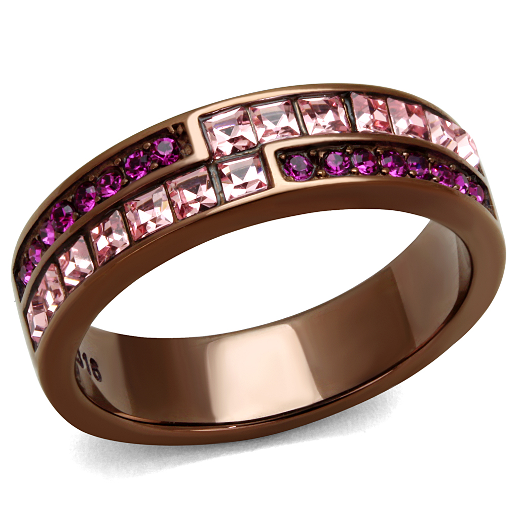 CJE2837 Wholesale Light Coffee Pink Crystal Eternity Ring