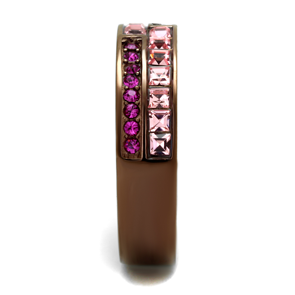 CJE2837 Wholesale Light Coffee Pink Crystal Eternity Ring