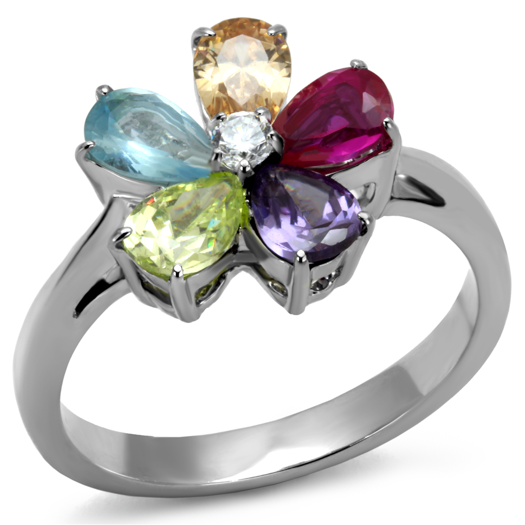 CJE2867 Wholesale Stainless Steel AAA Grade CZ Floral Ring