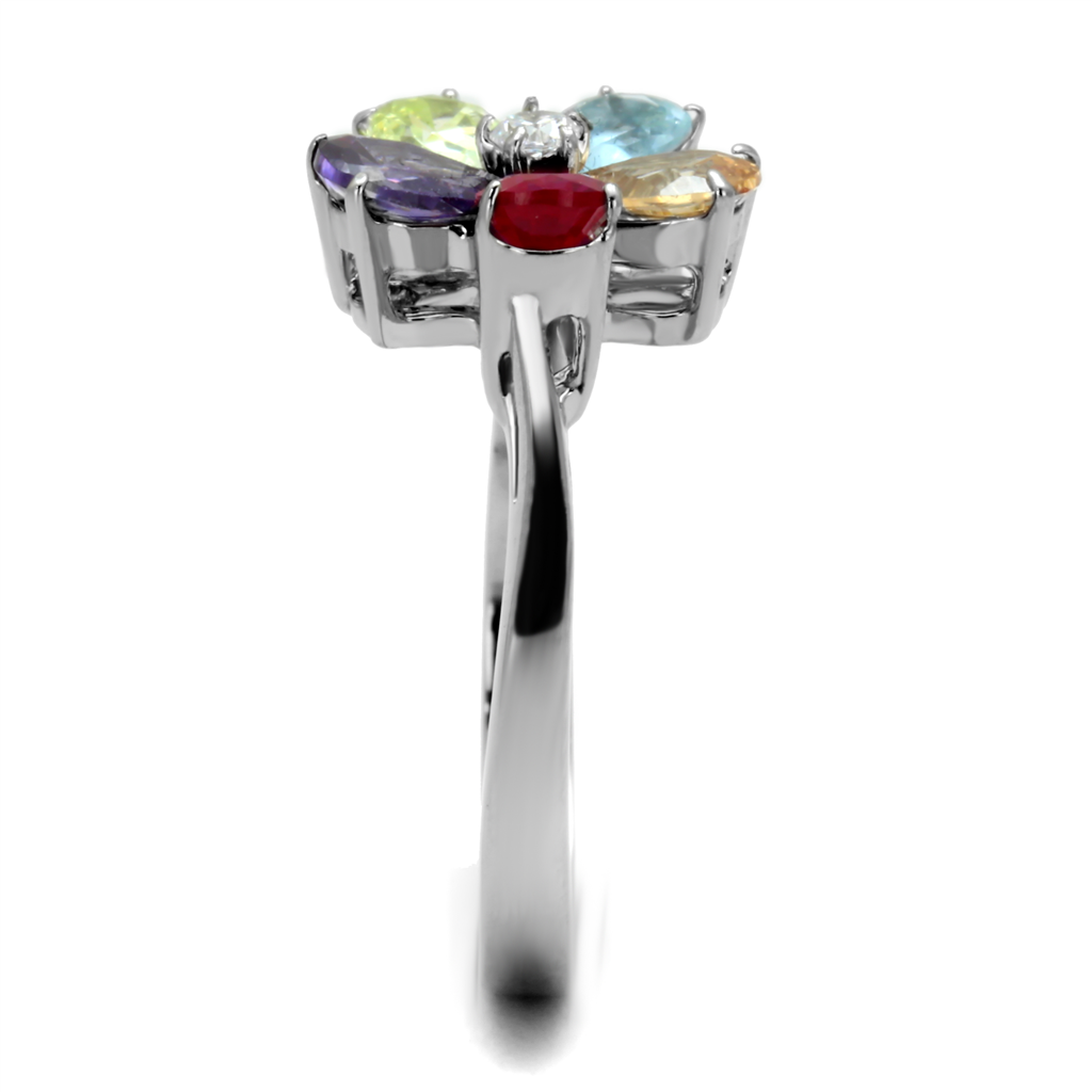 CJE2867 Wholesale Stainless Steel AAA Grade CZ Floral Ring