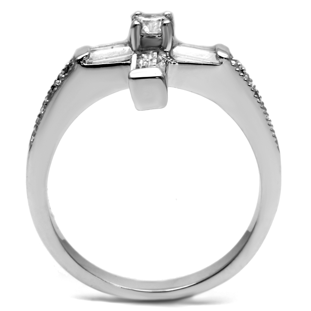 CJE2871 Wholesale Stainless Steel Clear CZ Cross Ring
