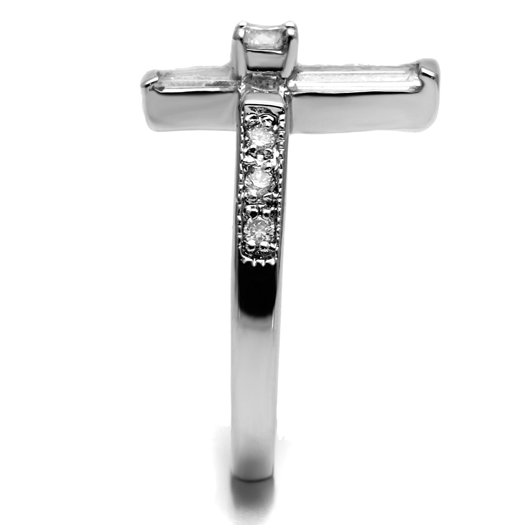 CJE2871 Wholesale Stainless Steel Clear CZ Cross Ring